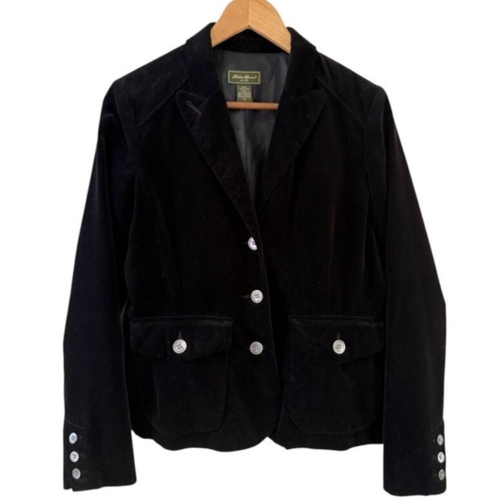 Eddie Bauer Velvet Blazer Black 10